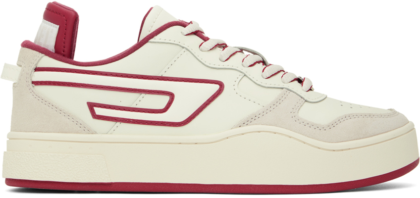 Shop Diesel Off-white & Red S-ukiyo Low X Sneakers In H9460