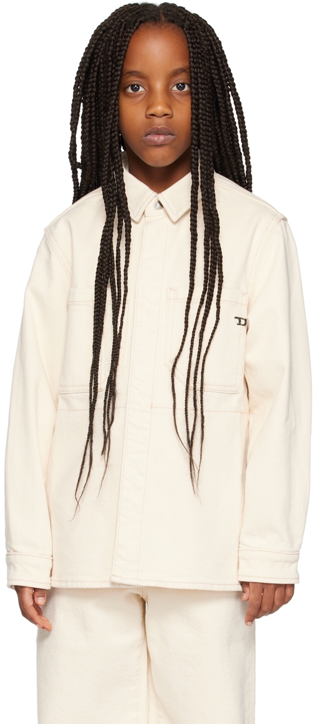 Diesel Kids Off-white Jchor Denim Jacket In K101