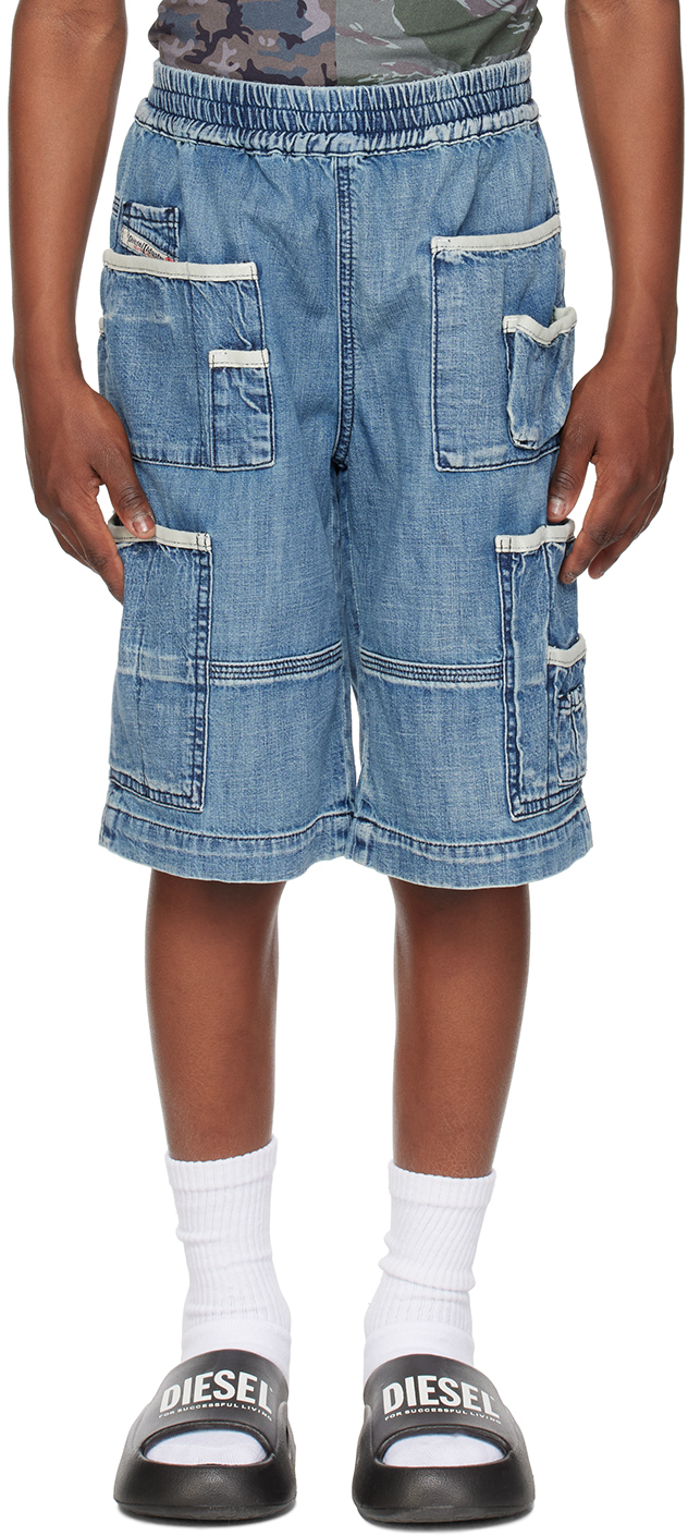 Diesel Kids Blue Piek Denim Shorts In K01