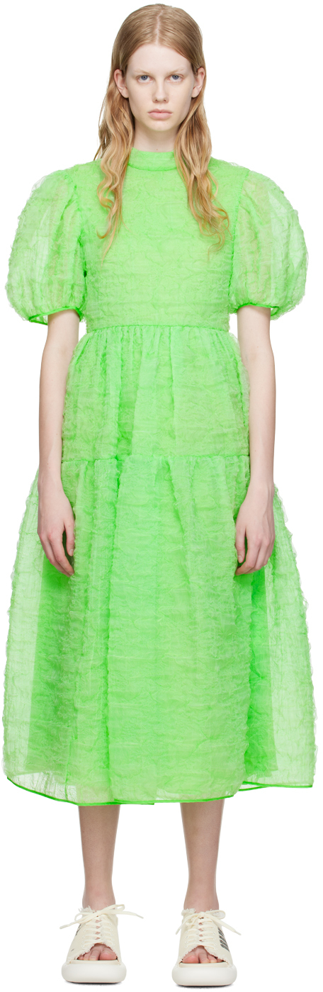 ワンピース CECILIE BAHNSEN DRESS (123RTW10016 PARAKEET) Cecilie Bahnsen Green Kelly Midi Dress In 194 Parakeet