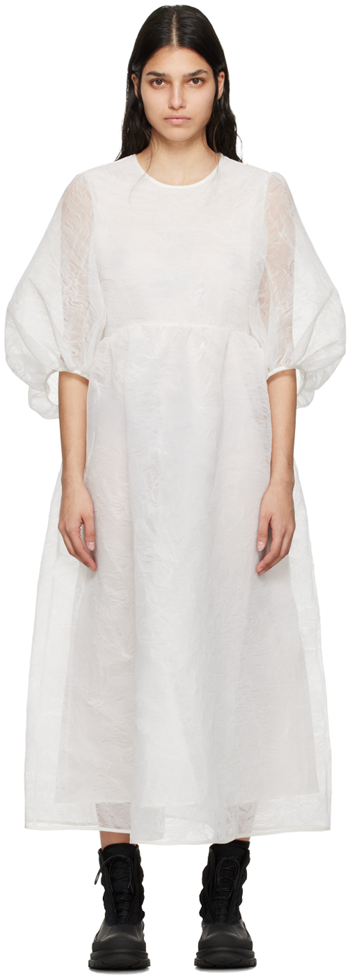 Cecilie Bahnsen White Karmen Midi Dress | ModeSens