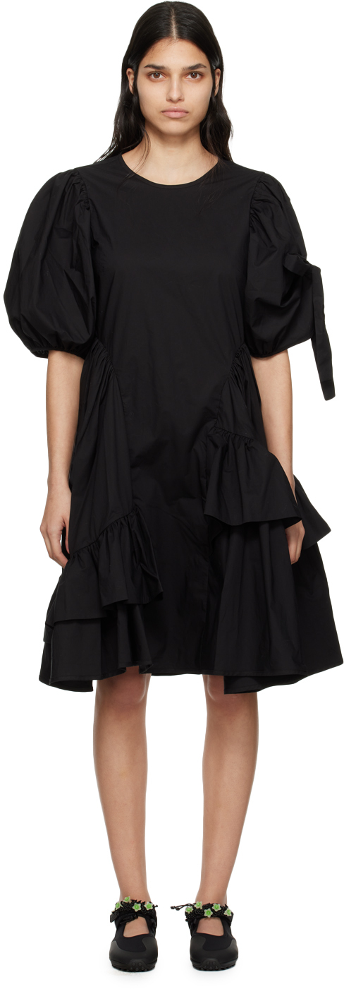 Shop Cecilie Bahnsen Black Danita Midi Dress In 999 Black