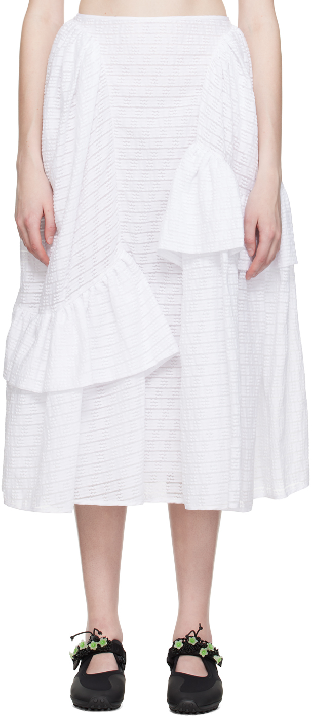Cecilie Bahnsen: White Damara Midi Skirt | SSENSE