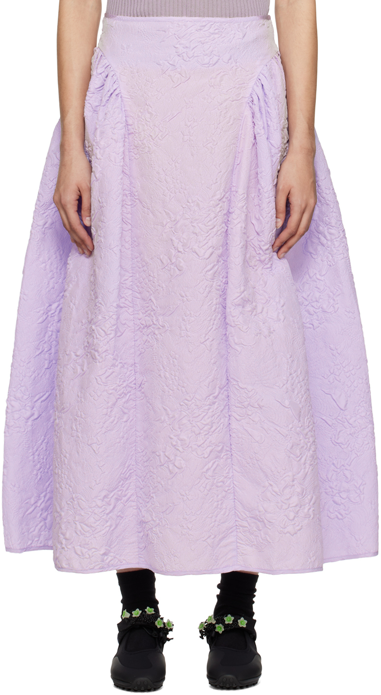 Cecilie Bahnsen Purple Fatou Matelassé Midi Skirt | ModeSens