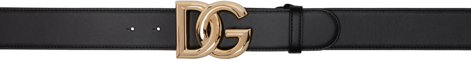 Dolce & Gabbana Black Dg Logo Belt In 80999 Nero