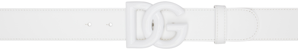 Dolce & Gabbana White Logo Belt In 80001 Bianco