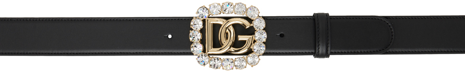 Shop Dolce & Gabbana Black Crystal Belt In 8s488