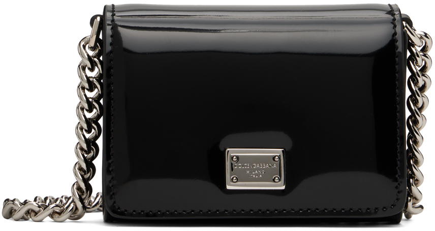 Dolce & Gabbana Black Micro Curb Chain Bag In 80999 Black