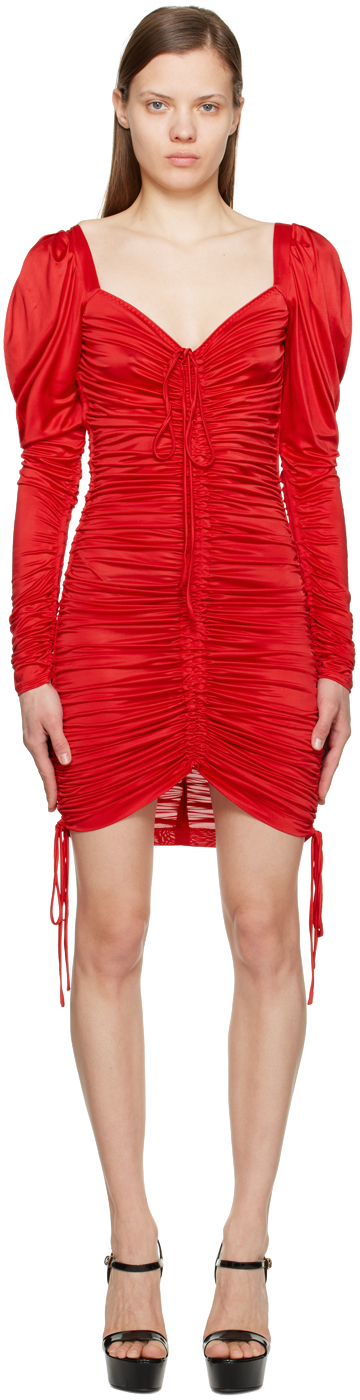 Dolce & Gabbana Red Ruching Minidress