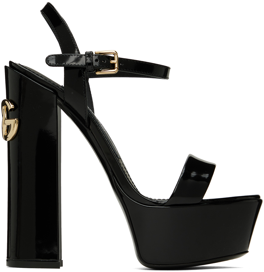 Dolce & Gabbana Black Keira Heeled Sandals In 80999 Nero