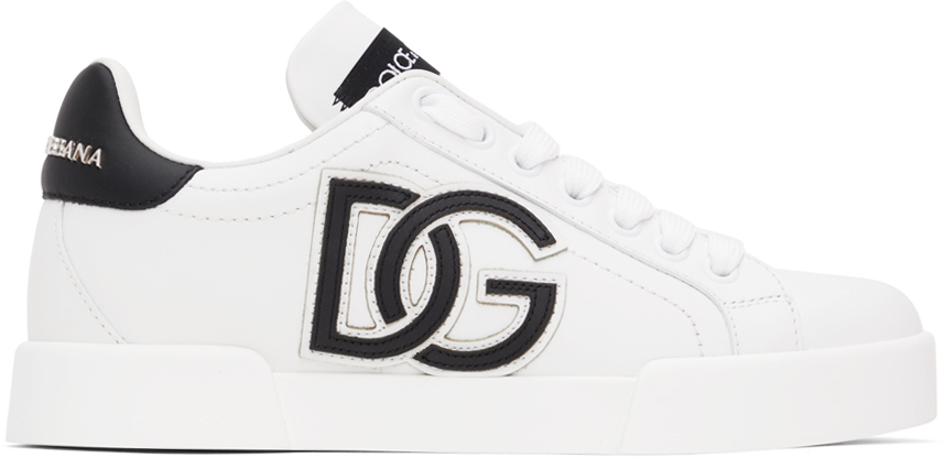Dolce & Gabbana Sneakers Portofino Leather Black In White,black