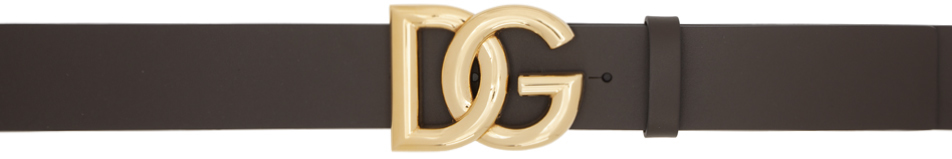 Dolce & Gabbana Brown Lux Crossover Belt In 8b421 Moro/oro