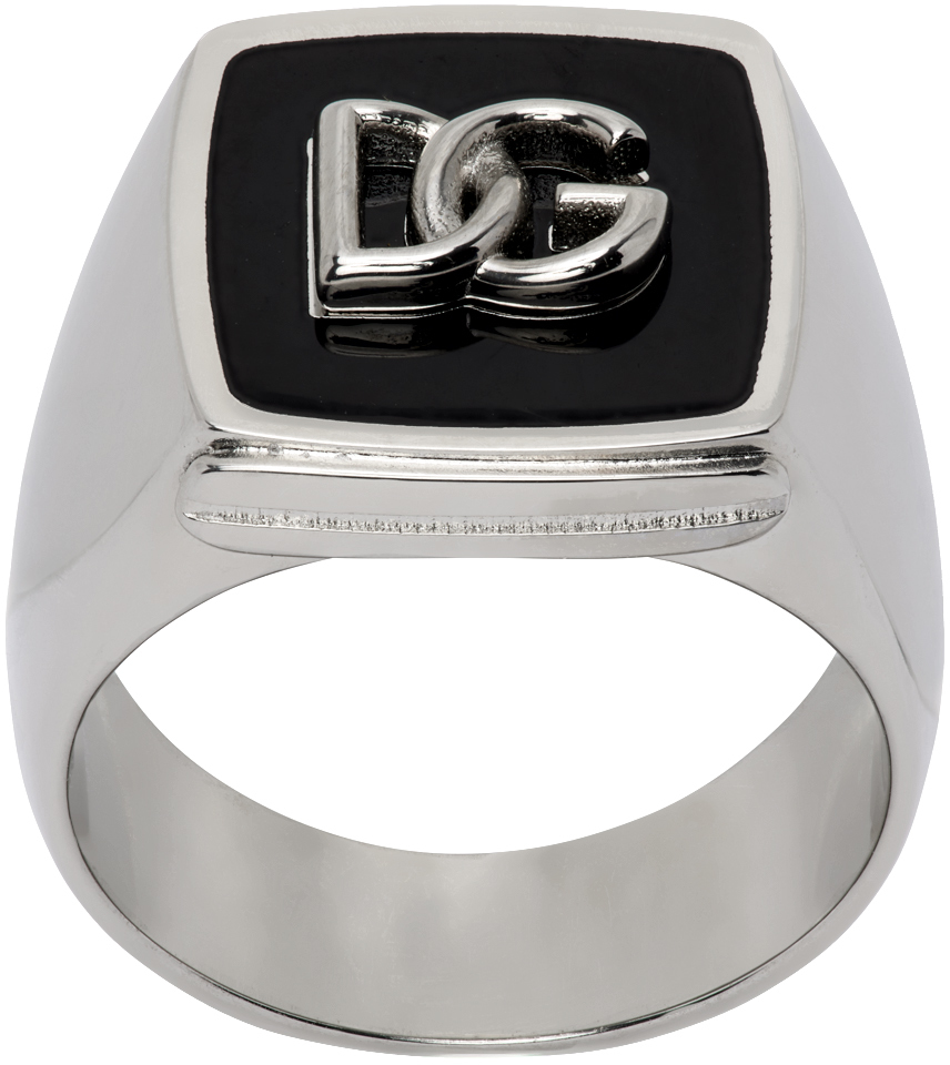 Dolce & Gabbana Silver 'dg' Ring In 87655 Argento/pallad