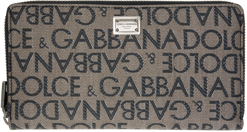 Dolce & Gabbana Brown & Black Jacquard Wallet In 8z072 Marrone/nero/b