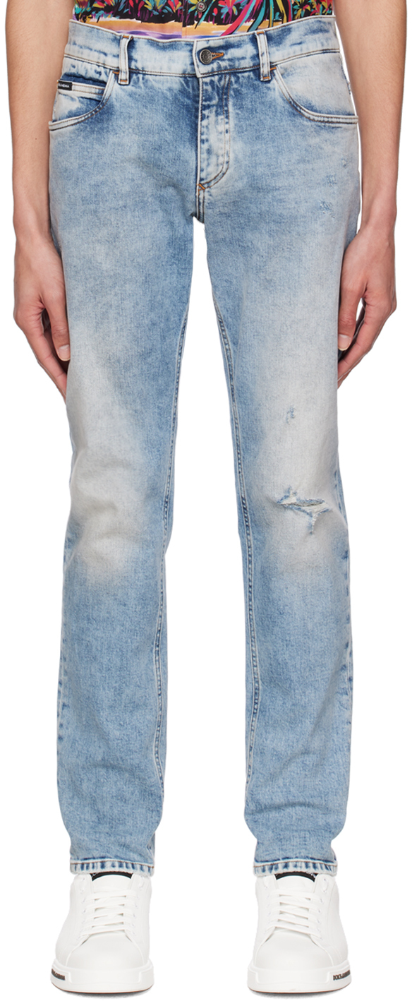 Dolce & Gabbana Blue Washed Jeans In S9001 Variante Abbin