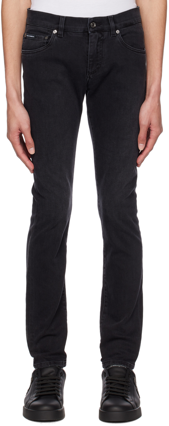 Dolce & Gabbana Black Faded Skinny Jeans In S9001 Variante Abbin
