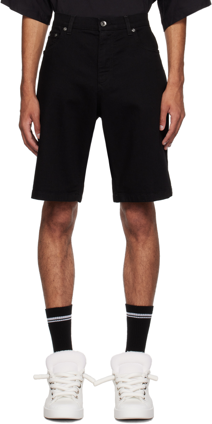Dolce & Gabbana Black Wash Stretch Denim Shorts In Combined Colour
