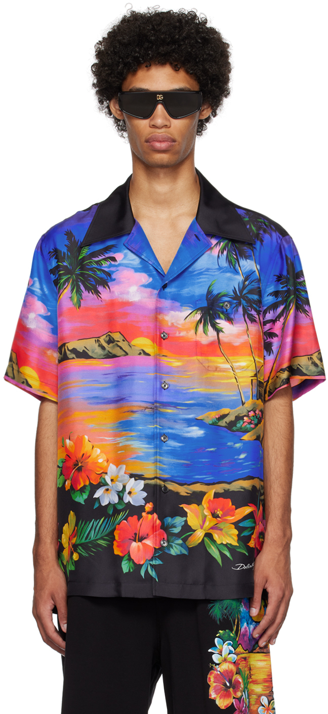 Dolce & Gabbana Multicolor Printed Shirt In Hh4jl Hawaii