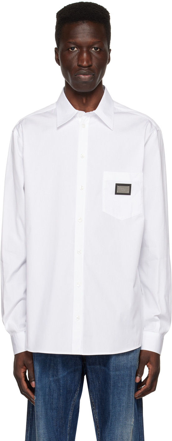 Shop Dolce & Gabbana White Plaque Shirt In N0000 Nero