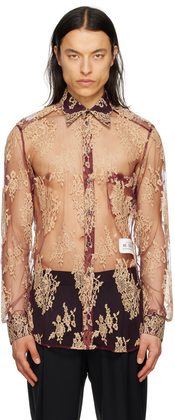 Dolce & Gabbana Burgundy Floral Shirt In S9000 Variante Abbin