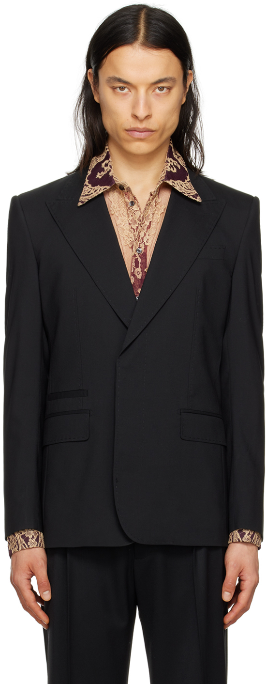Shop Dolce & Gabbana Black Sicilia-fit Blazer In N0000 Nero