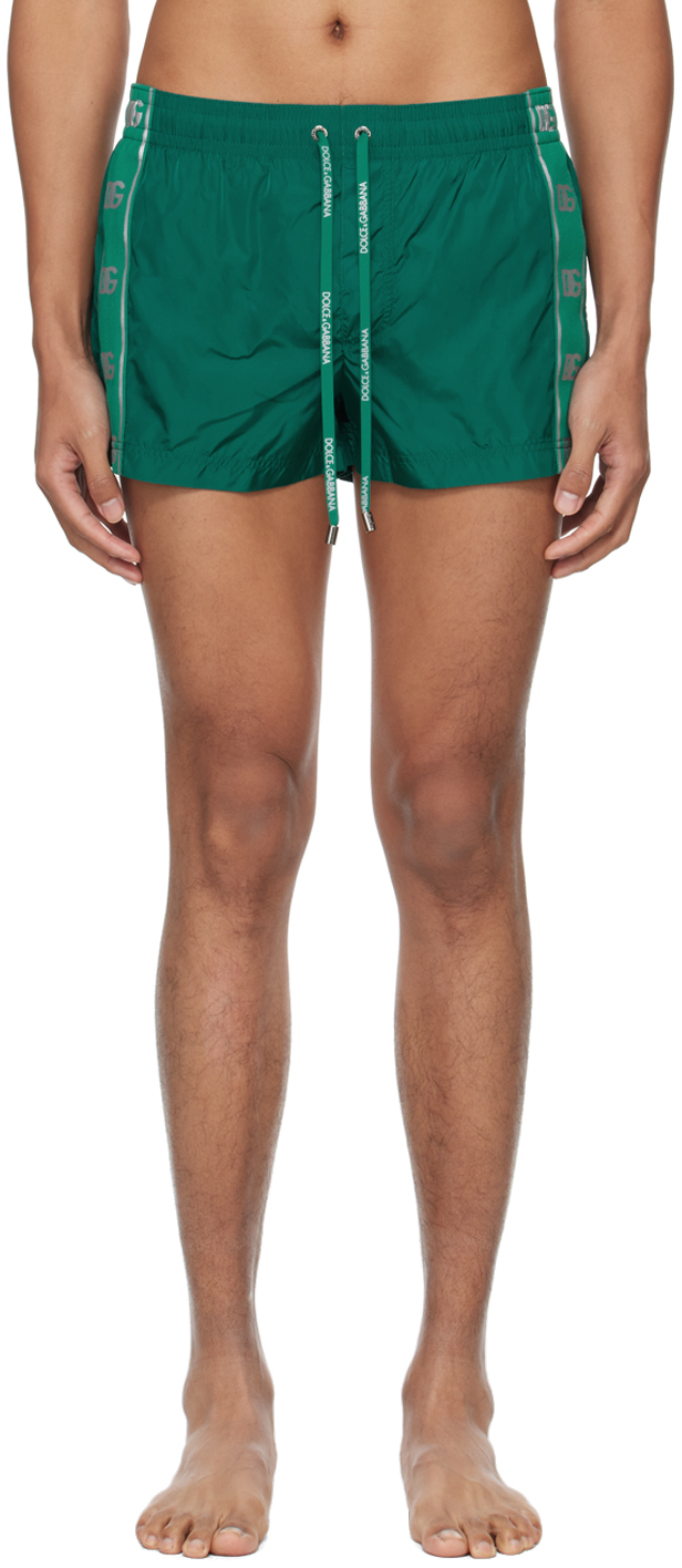 Dolce & Gabbana Green Graphic Swim Shorts In Petroleum 3