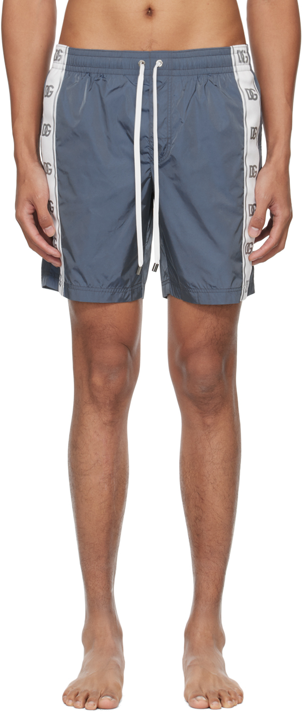 Dolce & Gabbana Logo-print Swim Shorts In Grau