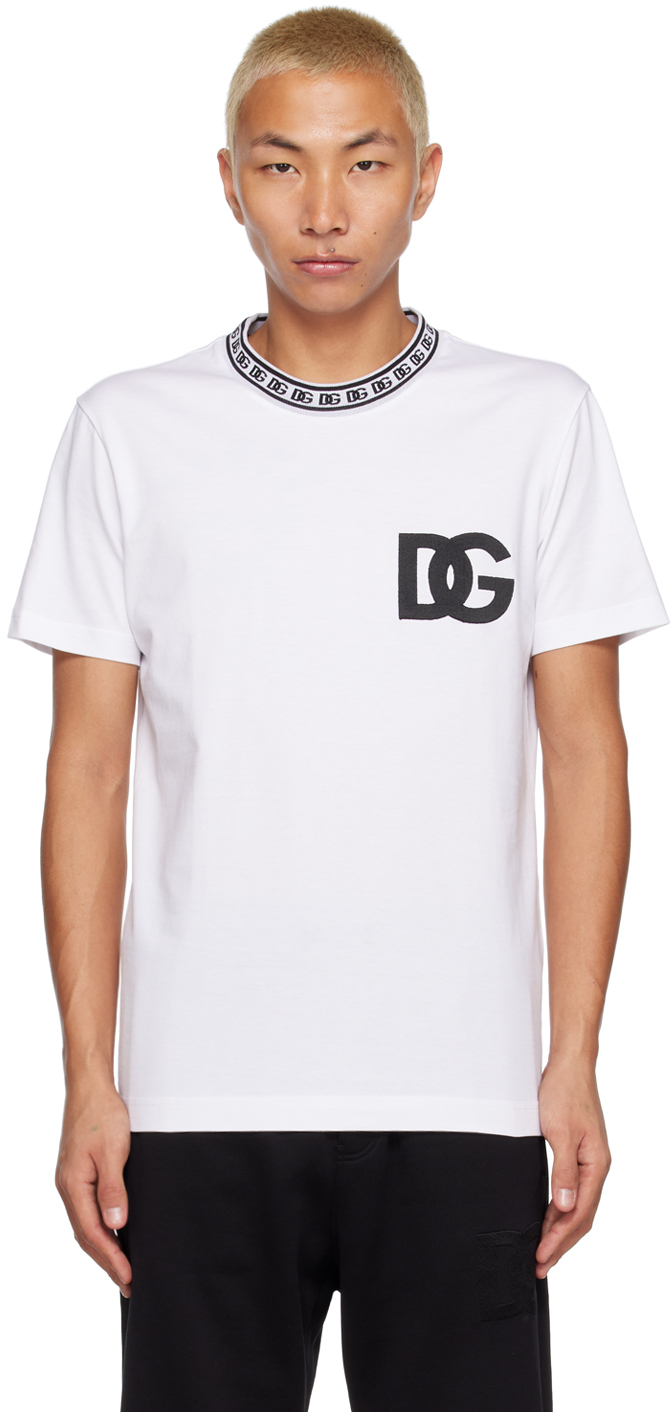Født Uartig Solskoldning Dolce & Gabbana Dg Logo T-shirt In White | ModeSens