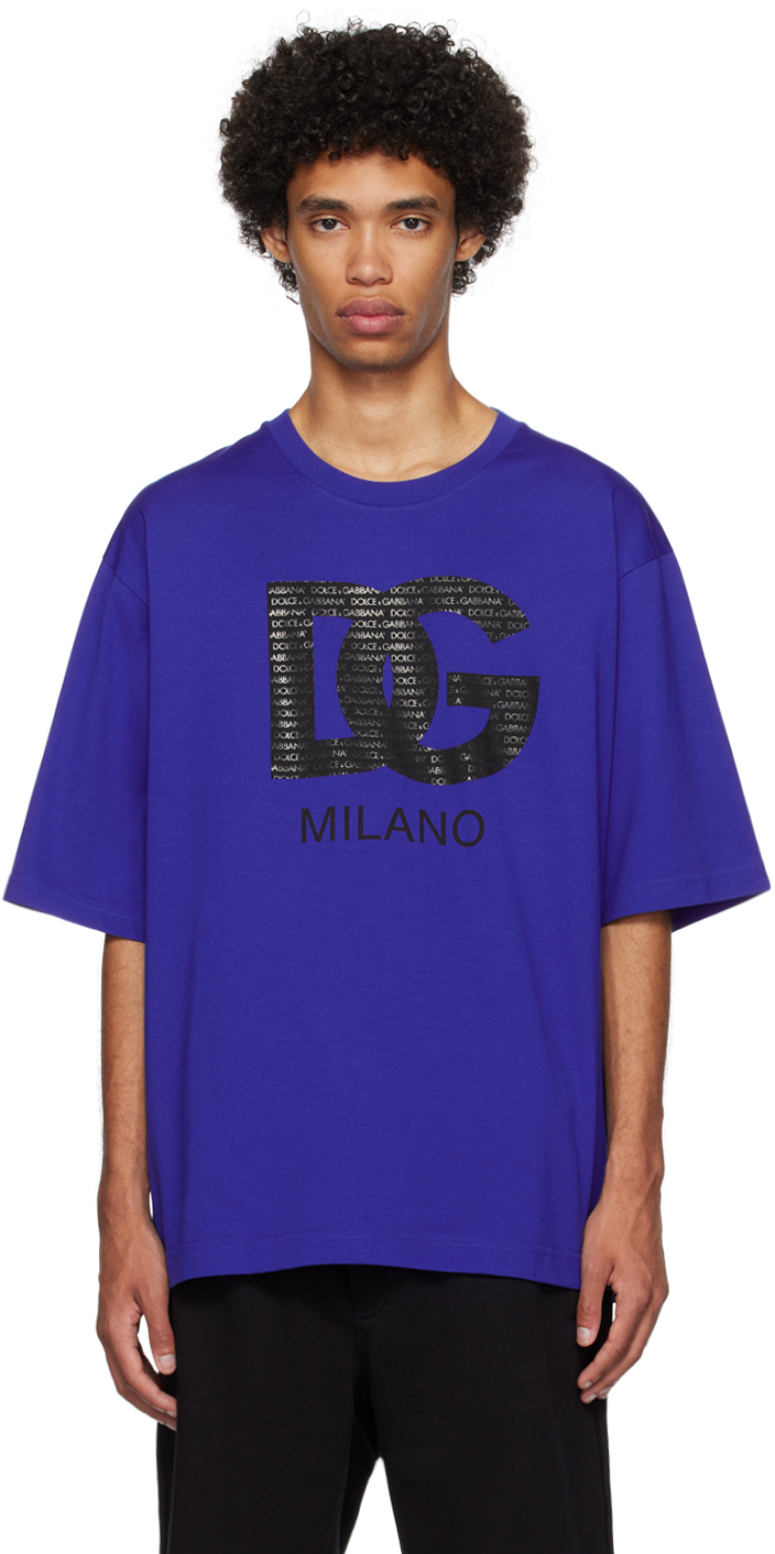 Dolce & Gabbana Blue 'dg Milano' T-shirt In B4943 Blu