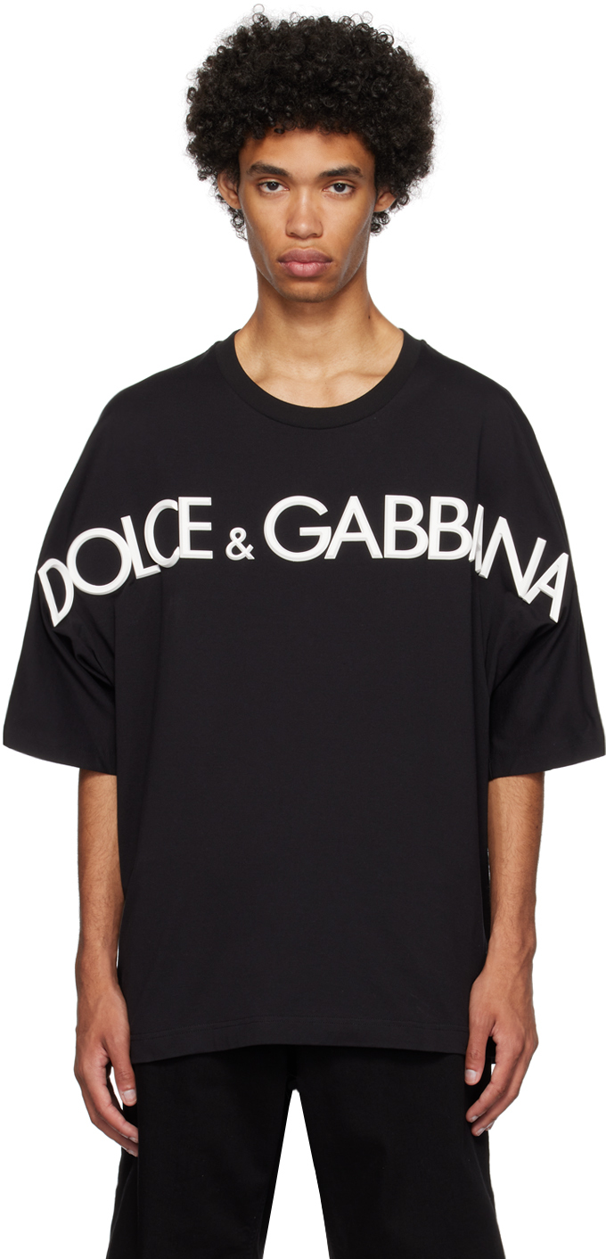 Black 3D Patch Sale T-Shirt on by Dolce&Gabbana