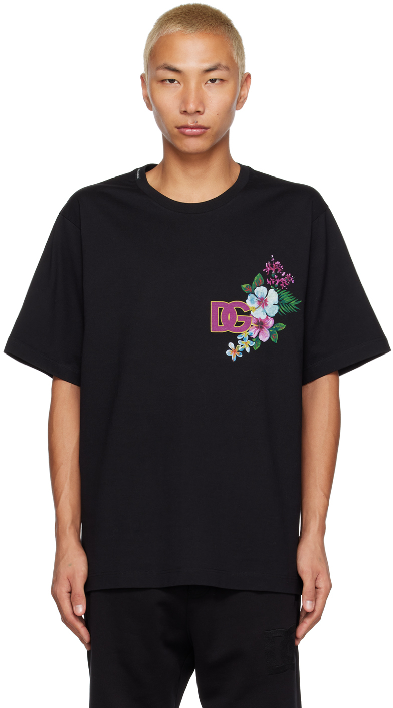 Dolce & Gabbana: Black Printed T-Shirt | SSENSE Canada