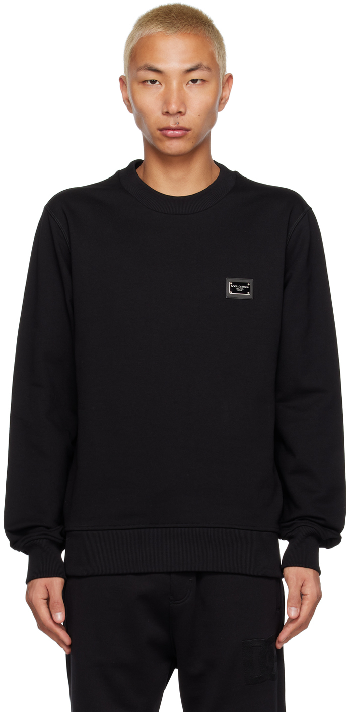 Dolce & Gabbana Logo-plaque Cotton Sweatshirt In Black