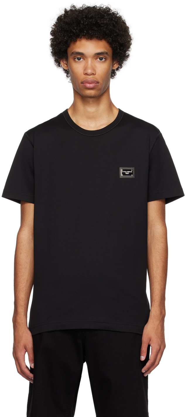 Dolce & Gabbana Black Plaque T-shirt In N0000 Nero