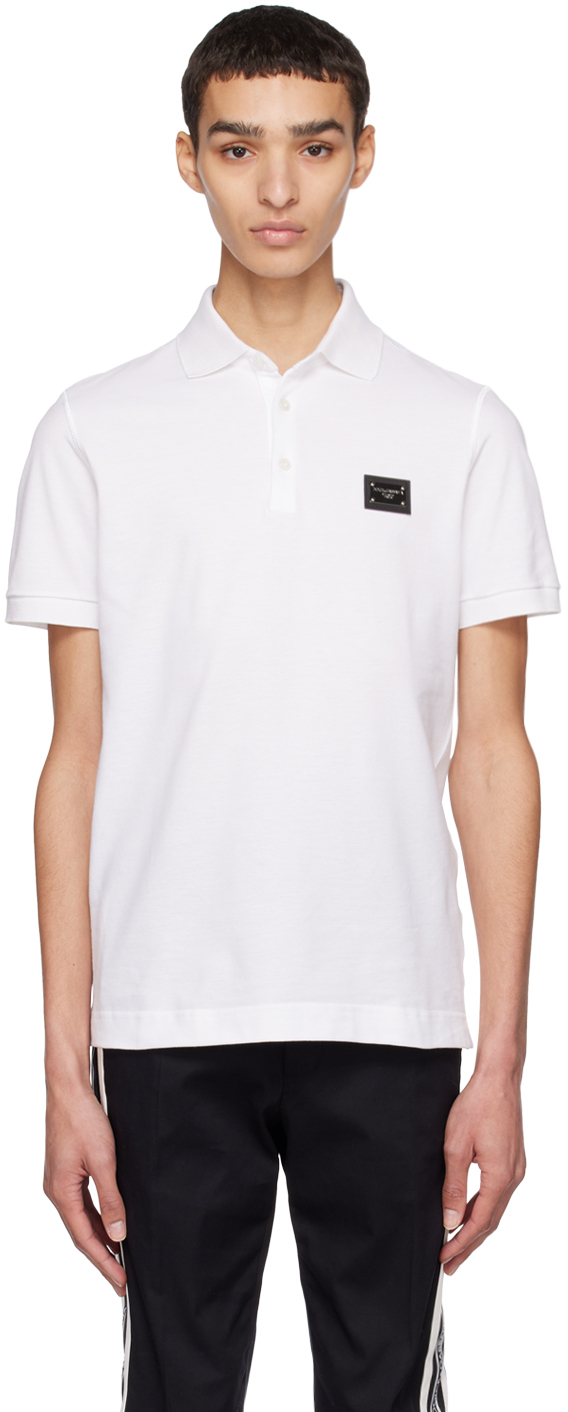 DOLCE & GABBANA WHITE PLAQUE POLO