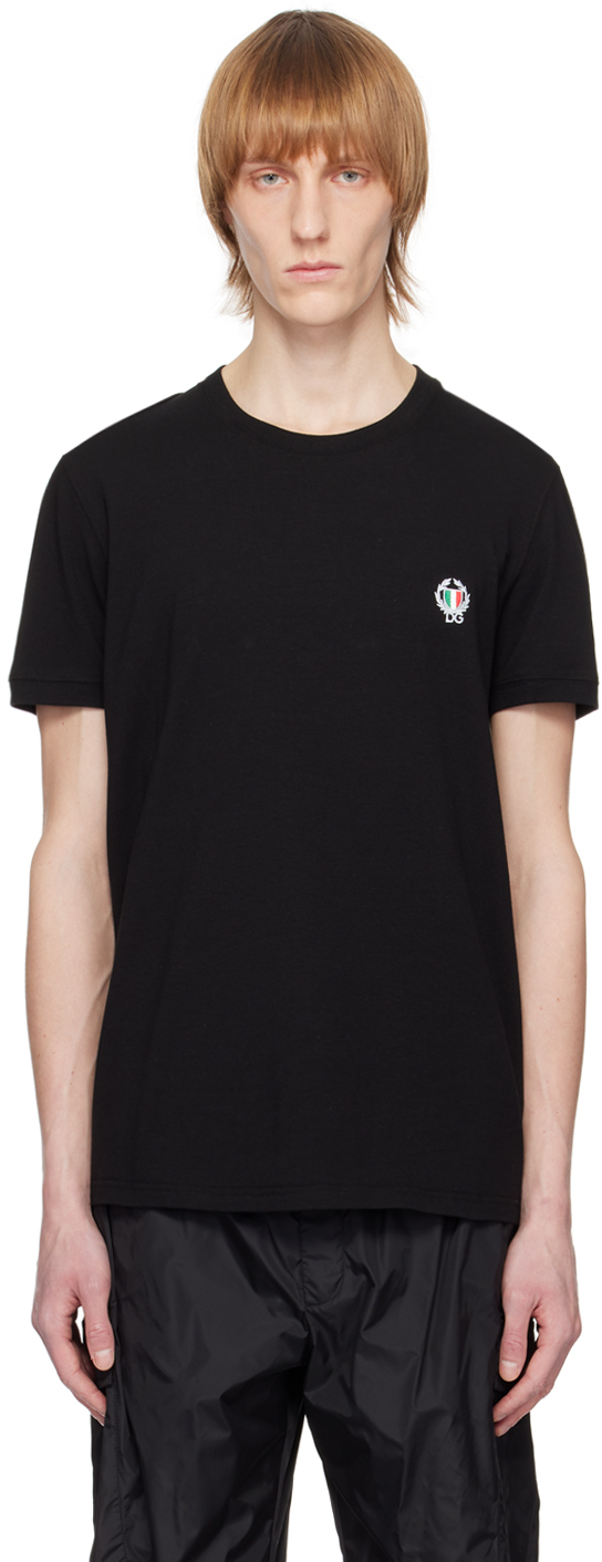 Dolce & Gabbana Black Patch T-shirt In N0000 Nero