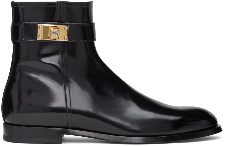 Dolce & Gabbana Black Leather Boots In 80999 Nero