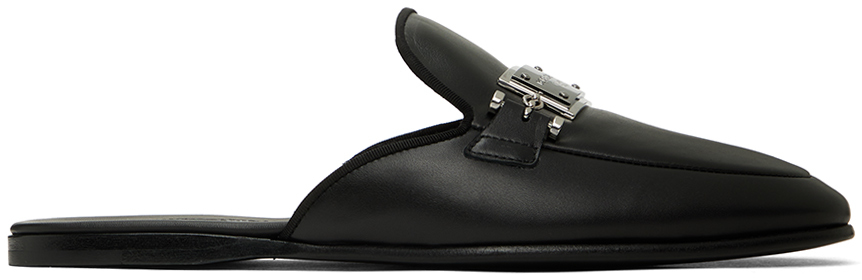 Dolce & Gabbana Black Logo Loafers In 8b577 Nero/rutenio