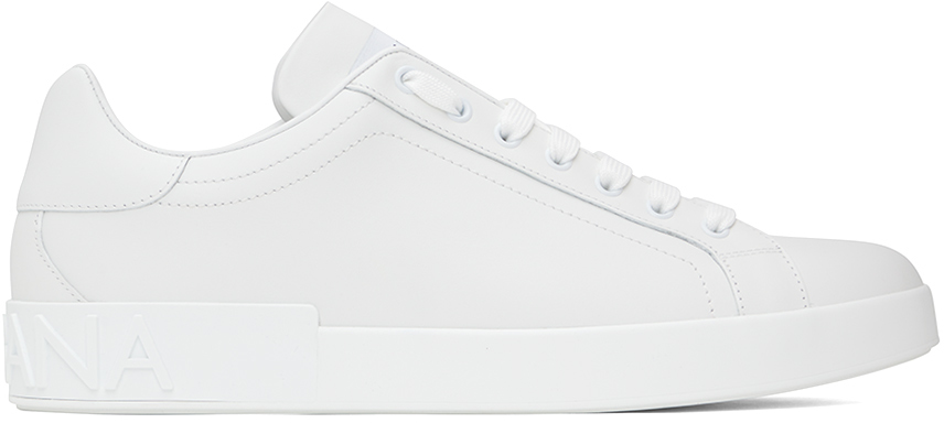 Shop Dolce & Gabbana White Portofino Sneakers In 80001 Bianco