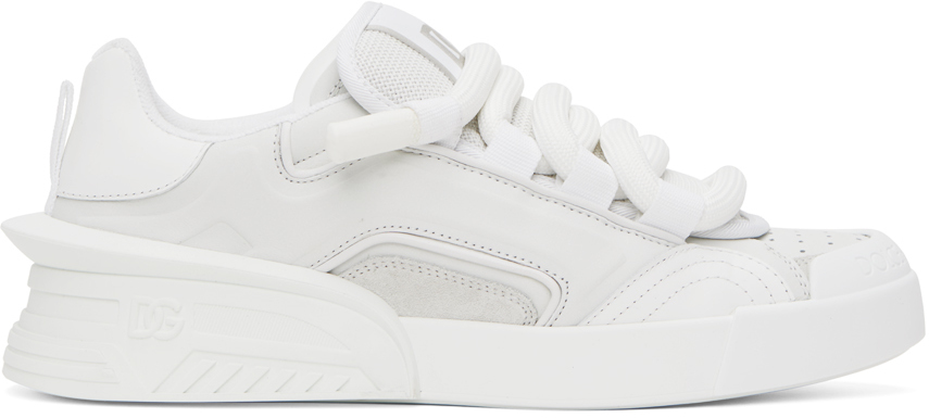 Dolce & Gabbana White Portofino Sneakers In 8b930 Bianco/bianco