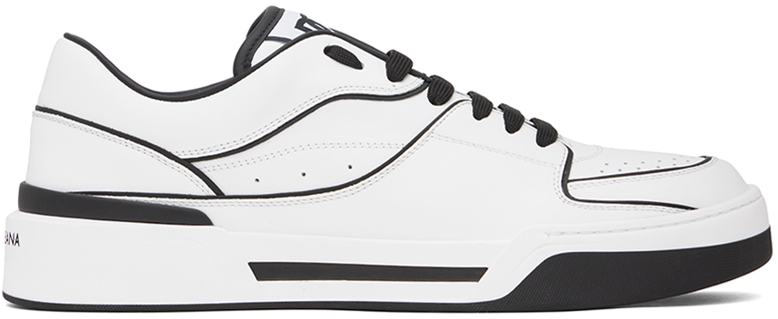 Shop Dolce & Gabbana White New Roma Sneakers In 89697 Bianco/nero