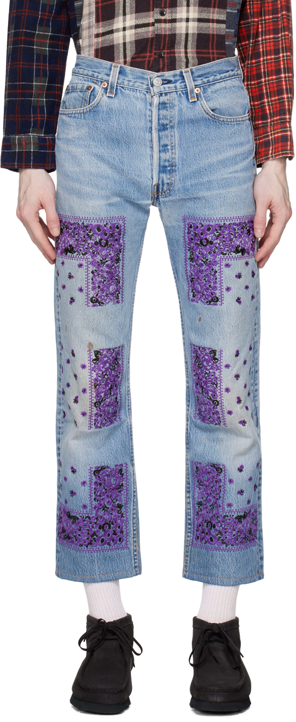 Noma T.d. Blue Bandana Embroidery Jeans In Purple