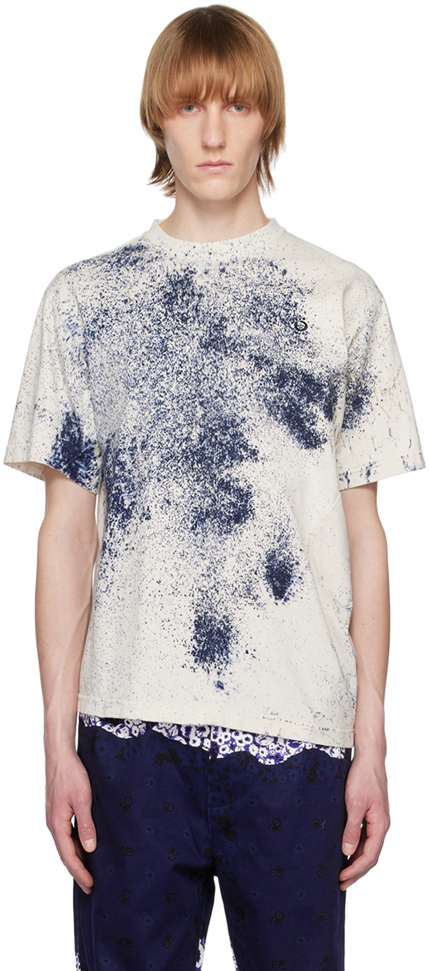 NOMA t.d.: Off-White & Navy Twist T-Shirt | SSENSE