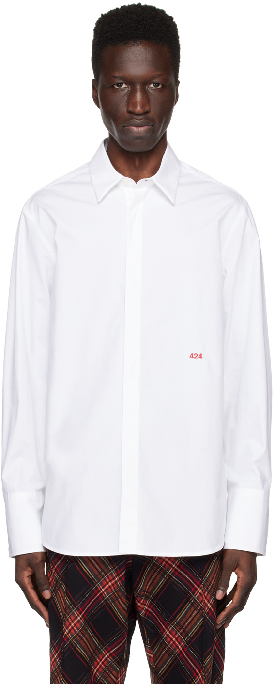424 Logo-embroidered Long-sleeve Shirt In White