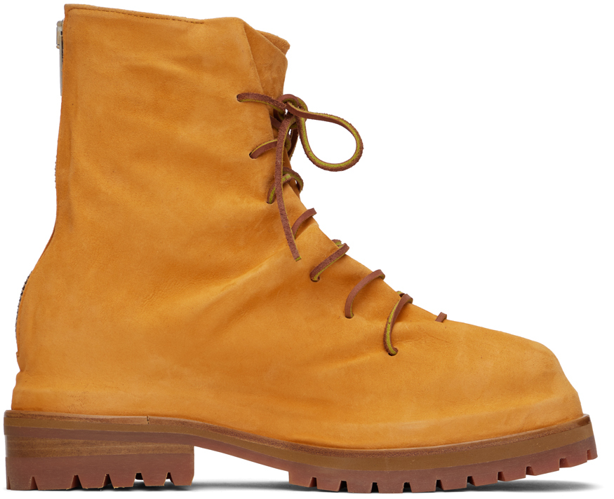 424: Orange Lace-Up Boots | SSENSE