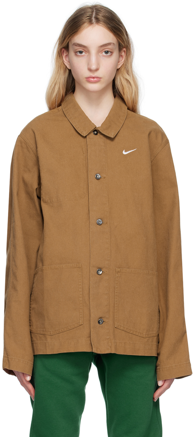 Shop Nike Brown Chore Jacket In Ale Brown/white
