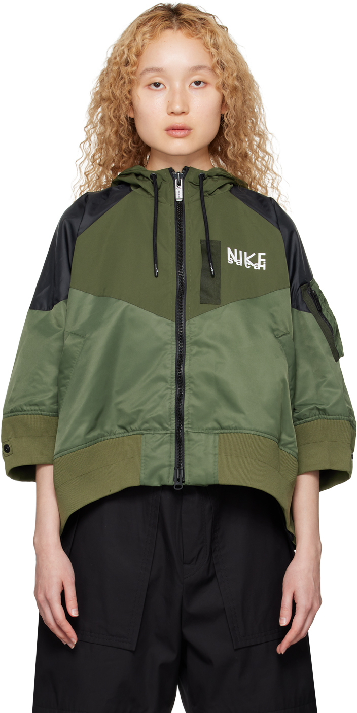Nike Women's X Sacai Full-zip Hooded Jacket In Green | ModeSens