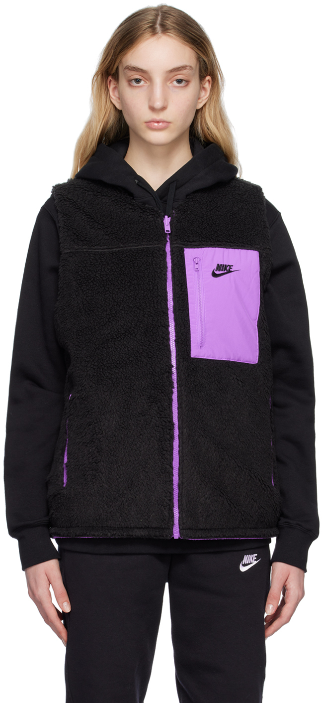 Nike Black & Purple Winter Reversible Vest In Black/action Grape/b