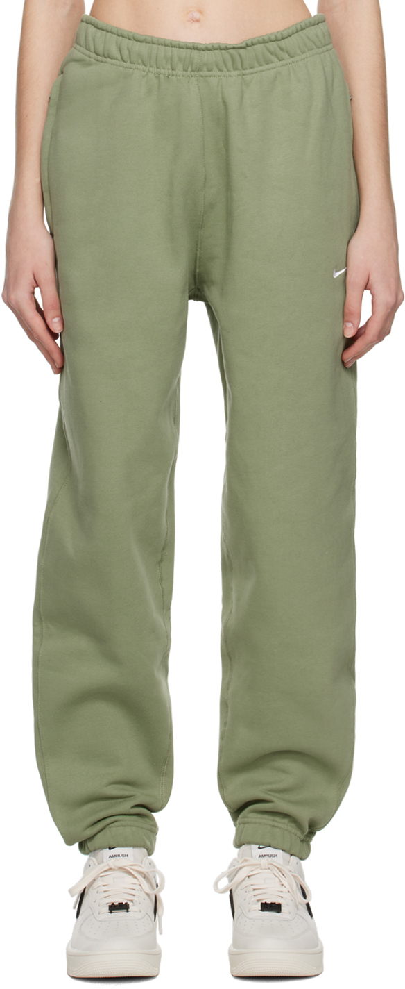 Nike Green Embroidered Lounge Pants In 386 Oil Green