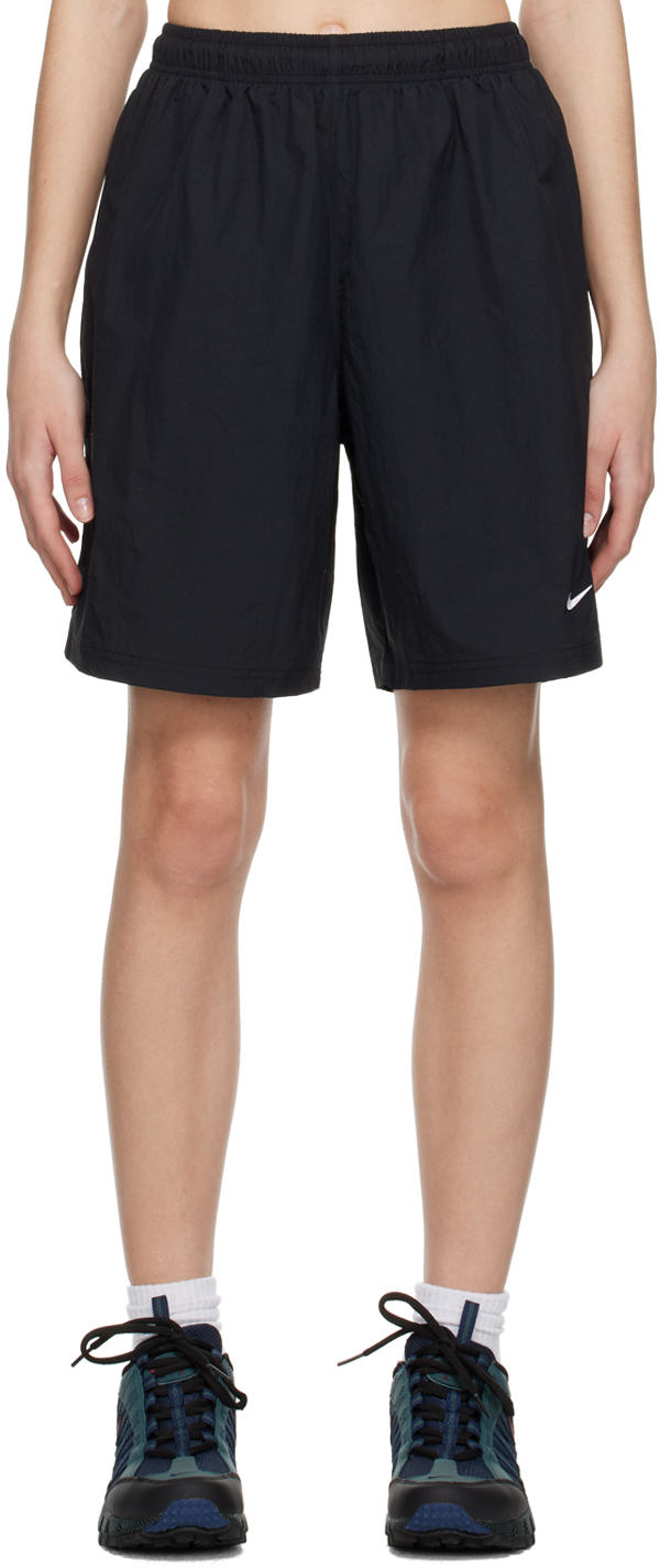 Nike Black Embroidered Shorts In Black/white