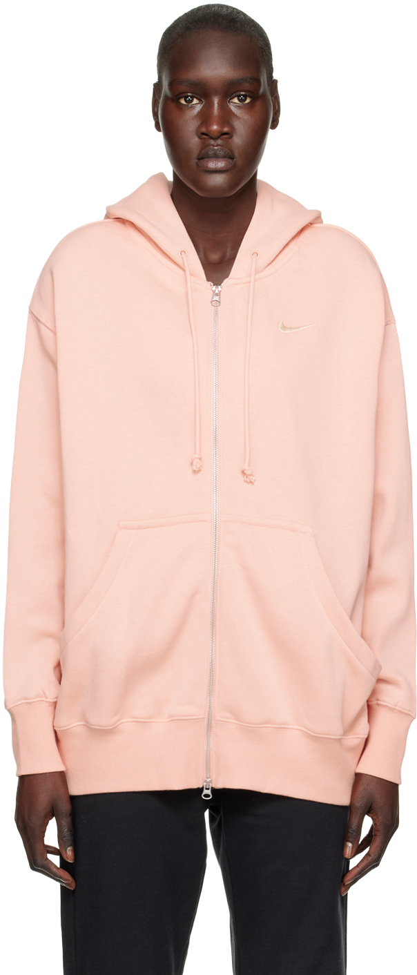 Nike Pink Sportswear Phoenix Zip-up Hoodie In Arctic Orange/sail